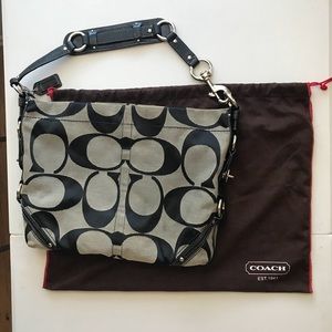 Grey and Black Coach Purse with Duster Bag